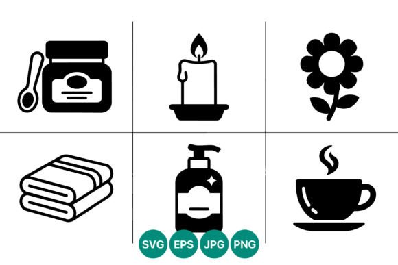 Black and White Honey Candle Flower Icon