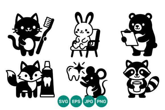 Cartoon Animal Dental Care Vector