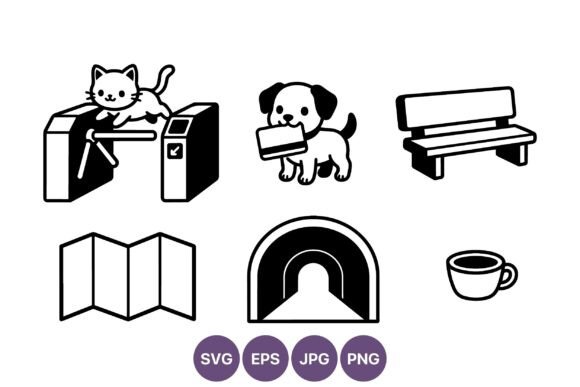 Cat on Turnstile and Puppy with Letter