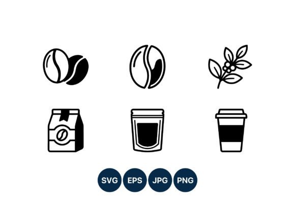 Coffee Bean Package Cup Icon Set