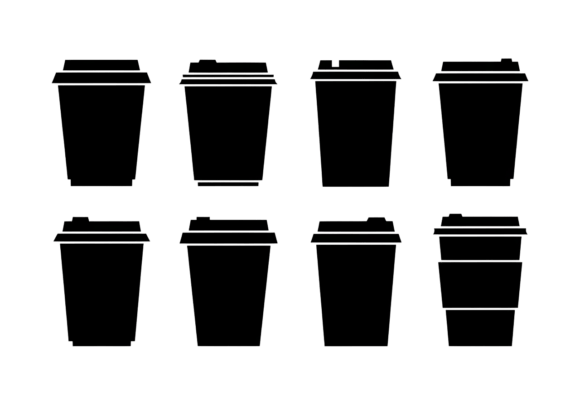 Coffee Cup Icons Black Silhouette SVG