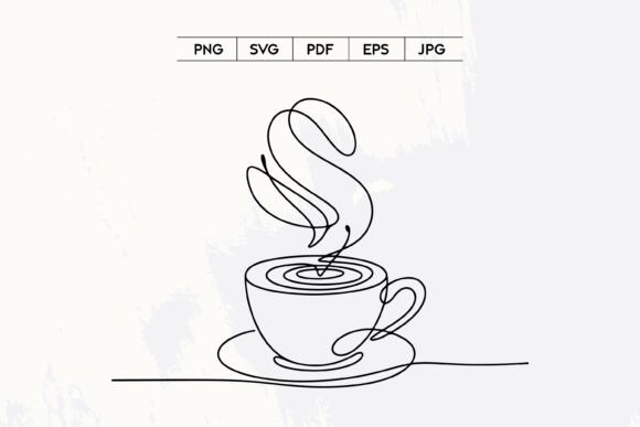 Coffee Cup Line Art Minimal SVG Design