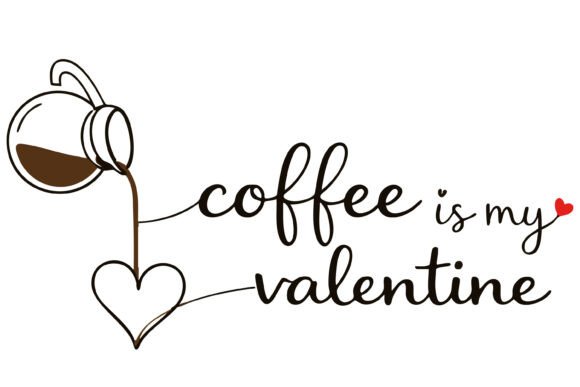 Coffee Valentine SVG Line Art Vector