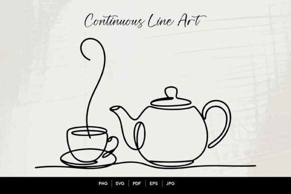 Continuous Line Teapot and Cup