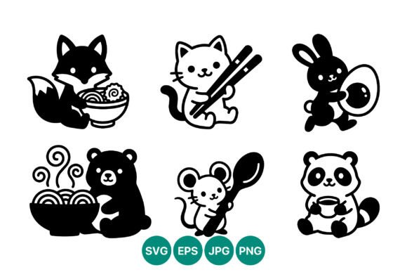 Cute Black White Animals Eating Food
