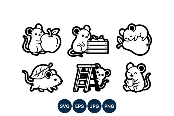 Cute Mouse Apple Crate Ladder Coffee