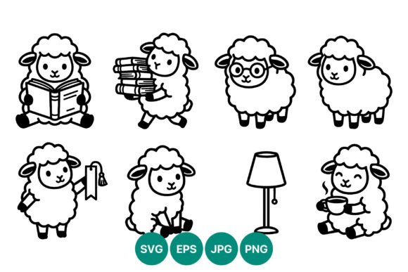 Cute Sheep Reading Holding Lamp Cup