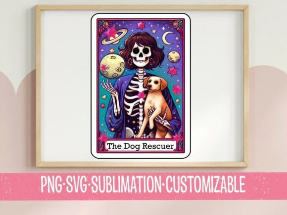 Dog Rescuer Tarot Card SVG PNG Celestial