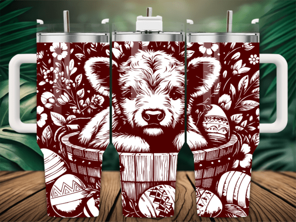 Easter Highland Cow Laser Tumbler Wrap
