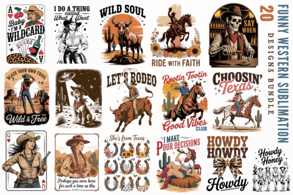 Funny Western Sublimation Designs Bundle