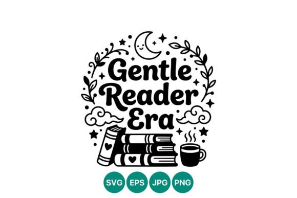 Gentle Reader Era Black White Vector Art