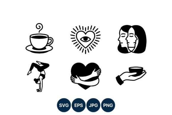 Heart Hugging Arms Eye Cup Icon Set