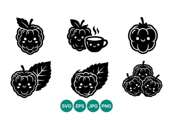 Kawaii Black Raspberry Icons