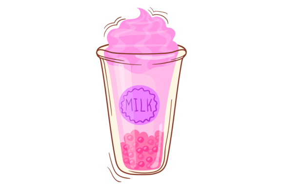 Milk Tea with Pink Cream in Plastic Take