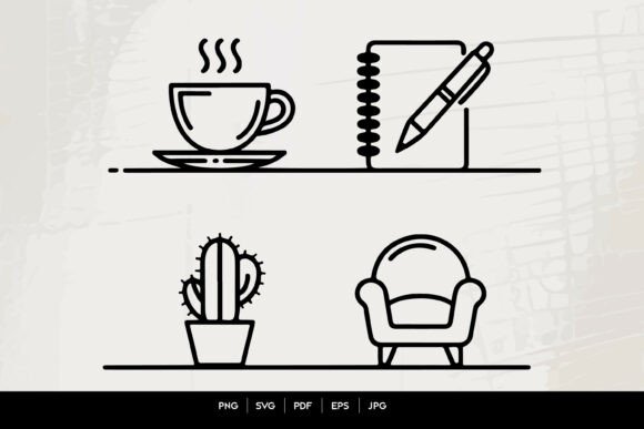 Minimal Home Office Icon Set