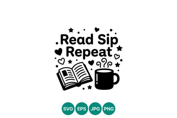 Read Sip Repeat Coffee Quote Vector