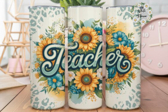 Sunflower Teal Floral Teacher Tumbler