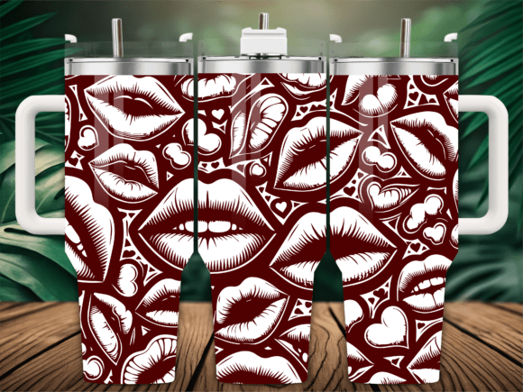 Valentines Lips Pattern Laser Tumbler