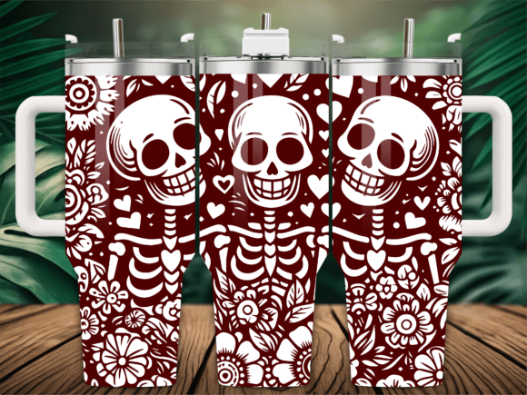 Valentines Skeleton Laser Tumbler Wrap