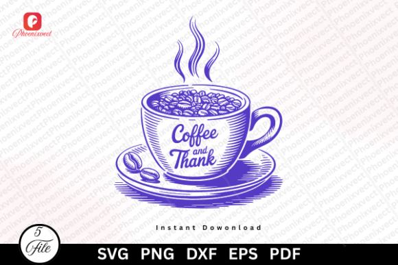 Vintage Coffee Cup Coffee and Thank SVG